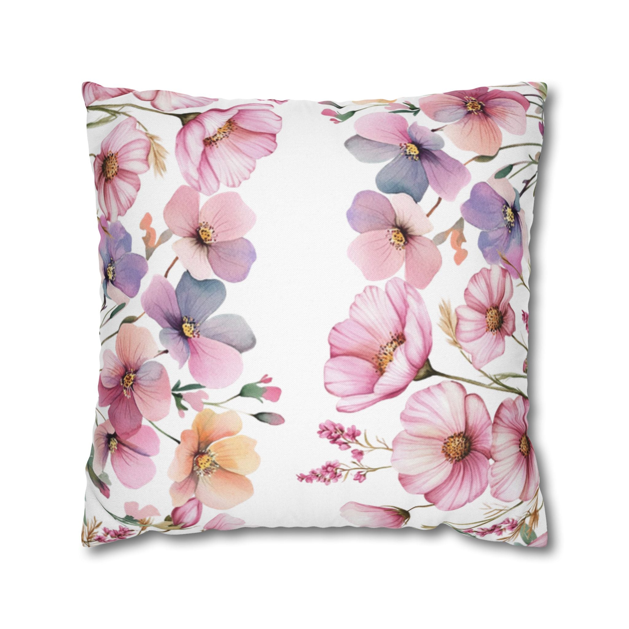 Spring Floral Pillowcase 1piece, Pink & Purple Blossom Design, Polyester Cushion Cover, Elegant Spring Home Decor