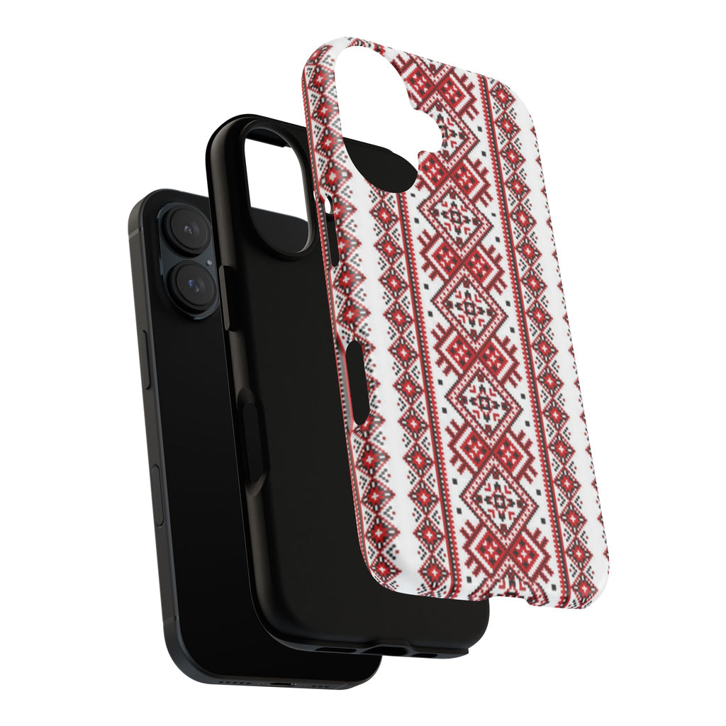 Ukrainian Embroidery iPhone Case  Red Black Traditional Pattern Protective Phone Cover, Gift idea