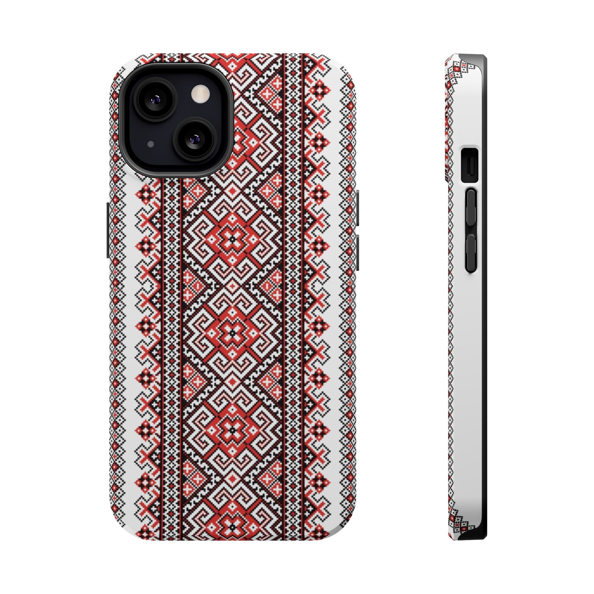 Traditional Ukrainian Red-Black Pattern Phone Case | Magnetic Impact-Resistant Case