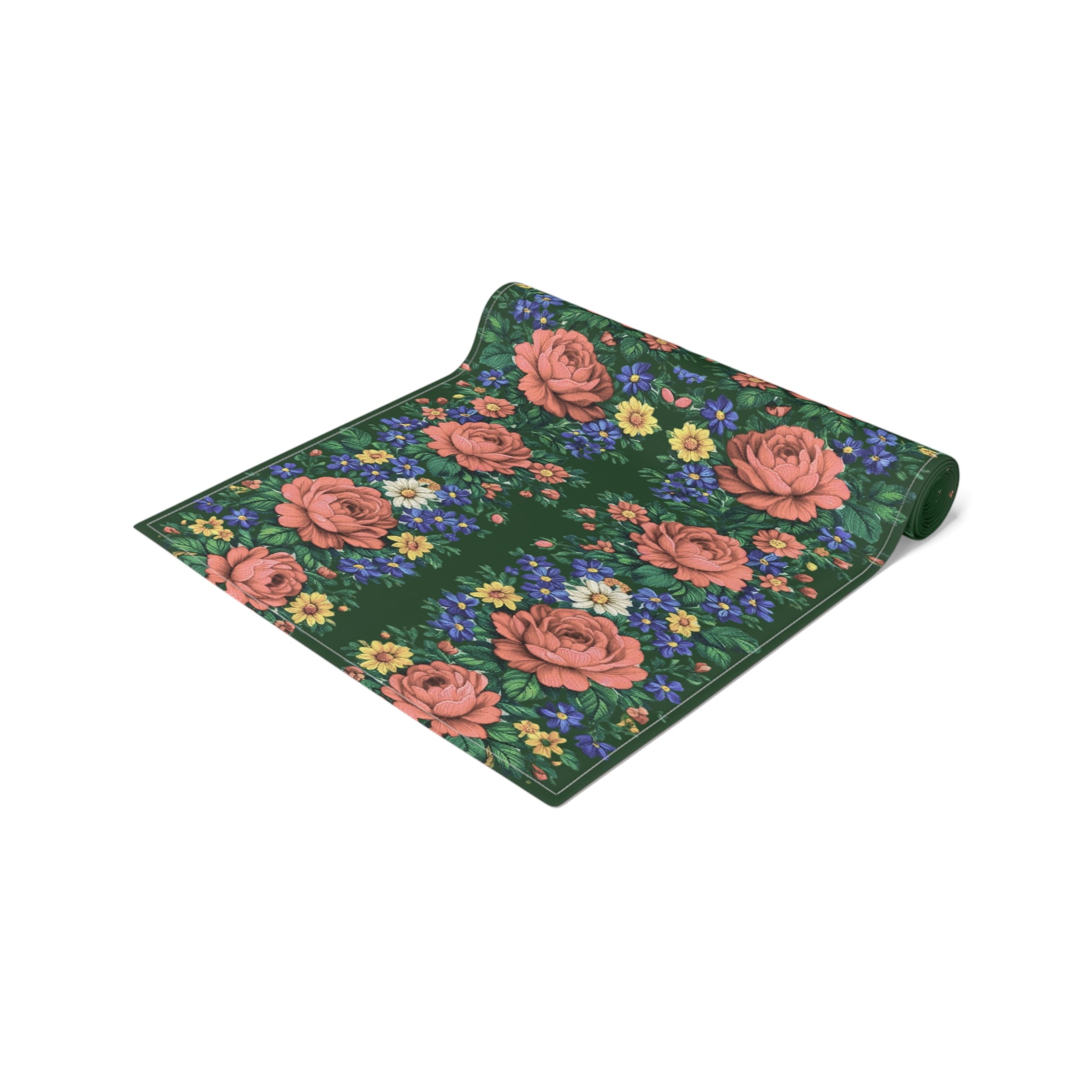 Rose Garden Table Runner | Cottagecore Floral Green Decor | Boho Dining & Kitchen Gift