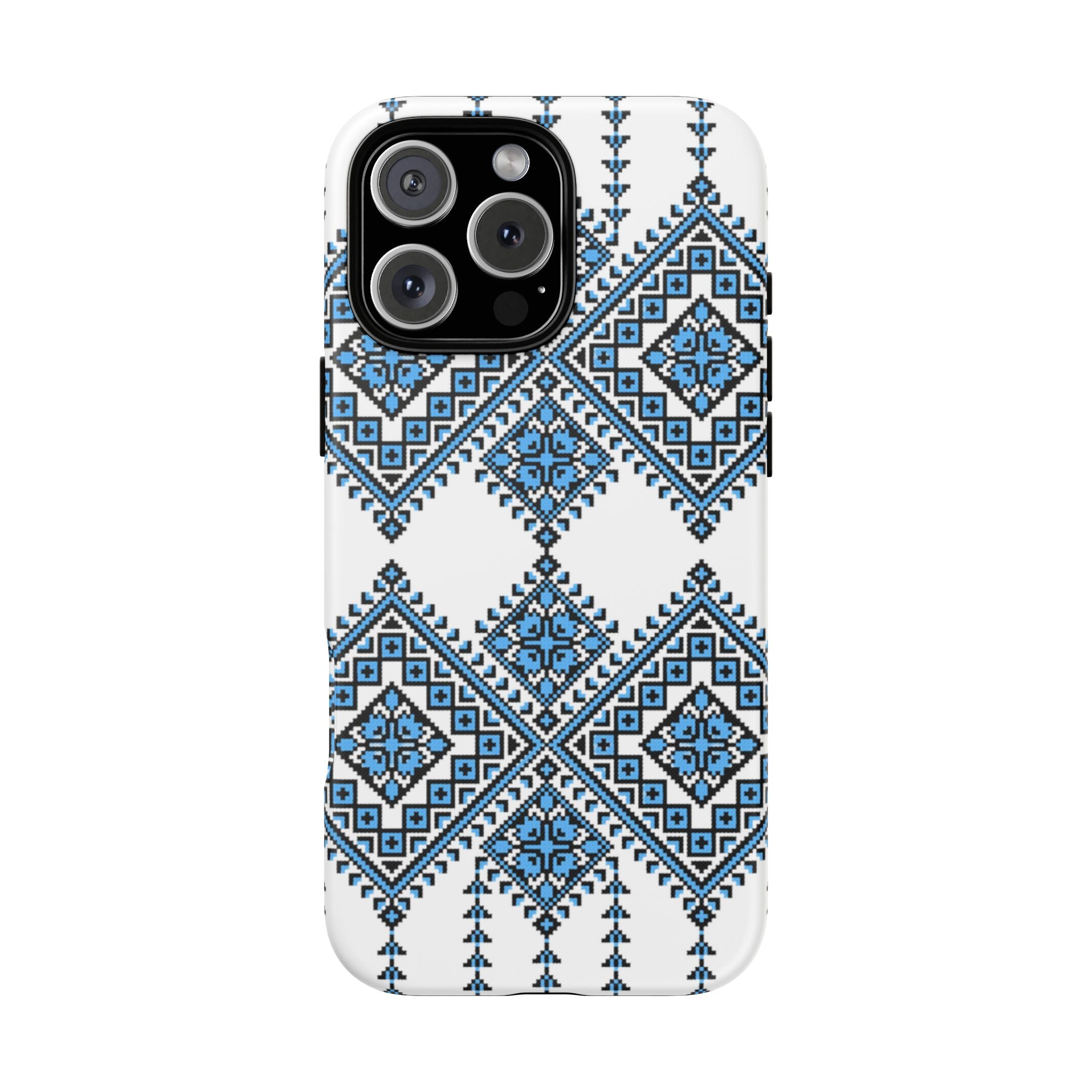 Blue Ukrainian traditional  Geometric Folk Pattern phone case, Tough Cases