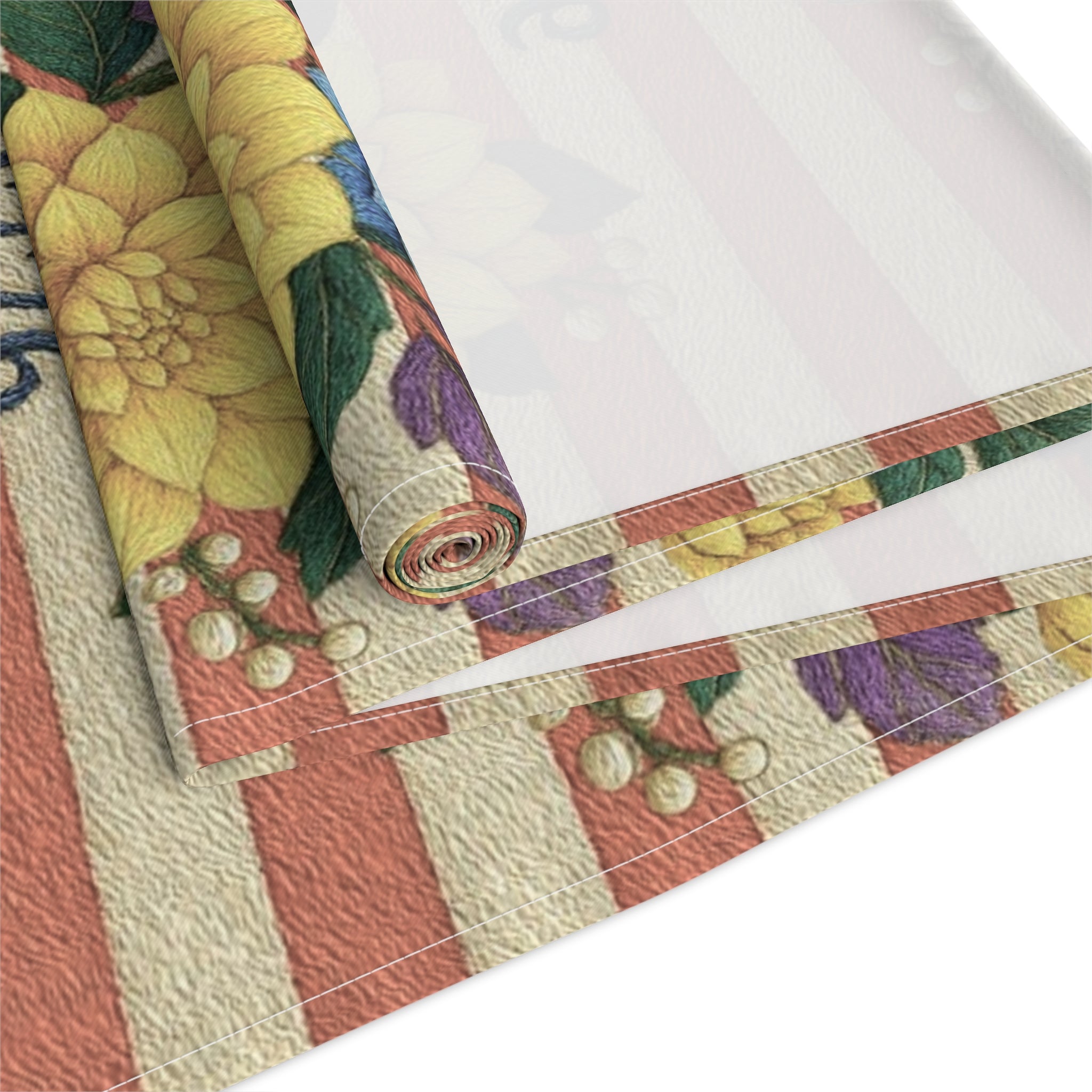 BLUESKYDEZIGN | 1776 Patriotic Floral Table Runner | American Flag Stars & Flowers | 4th of July Dining Decor