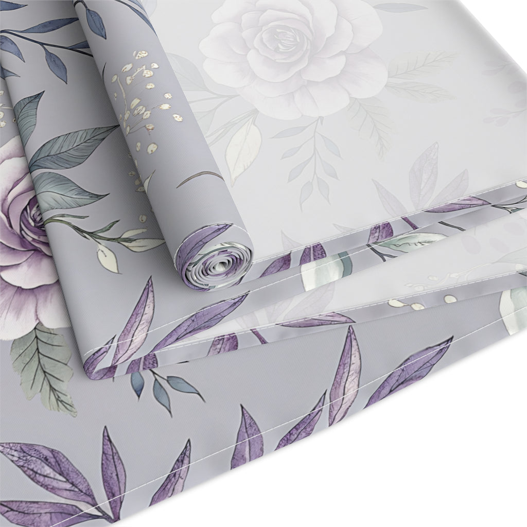 BLUESKYDEZIGN Purple Rose Floral Table Runner - Elegant Spring Wedding Decor
