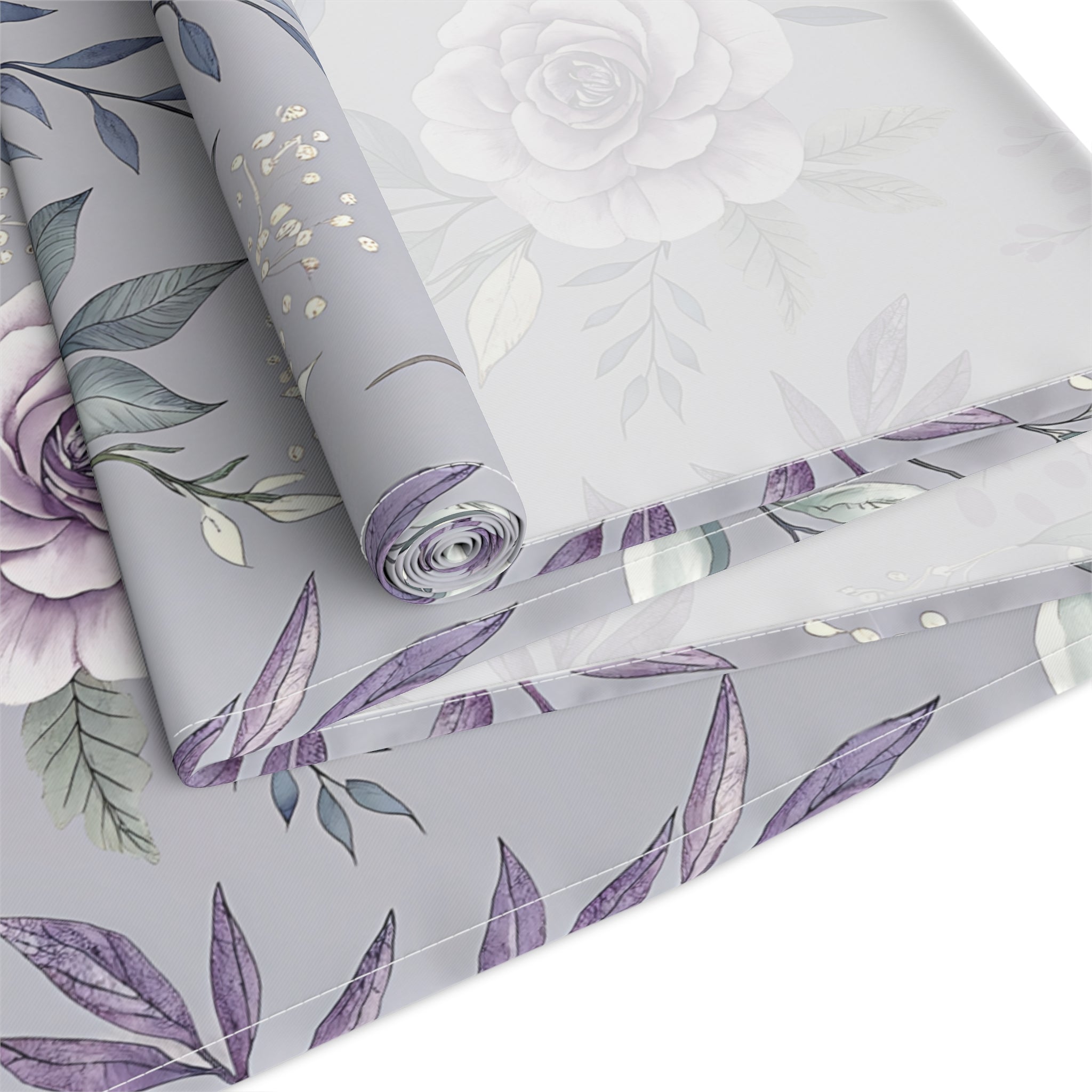 BLUESKYDEZIGN Purple Rose Floral Table Runner - Elegant Spring Wedding Decor