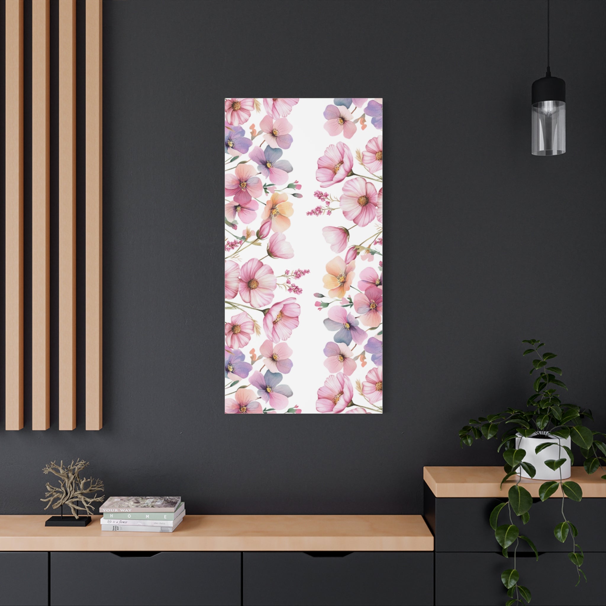 Pastel Floral Matte Canvas Wall Art, Soft Botanical Print, Modern Home Decor, Watercolor Flower Artwork, Stretched 1.25" Canvas