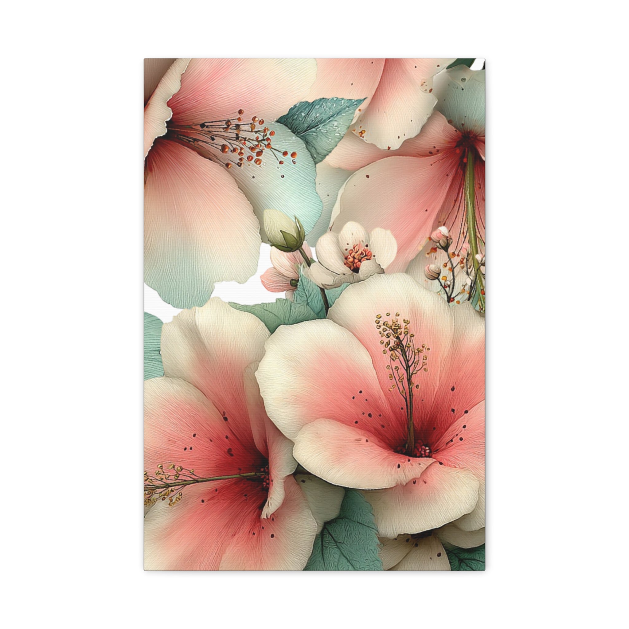 Pastel Floral Matte Canvas Wall Art, Soft Botanical Print, Modern Home Decor, Watercolor Flower Artwork, Stretched 1.25" Canvas