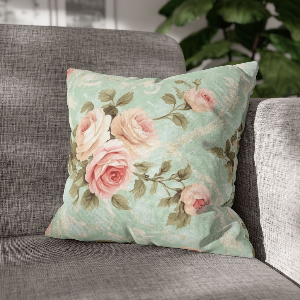 Vintage Pink Rose Pattern Pillowcase | Floral Throw Pillowcase