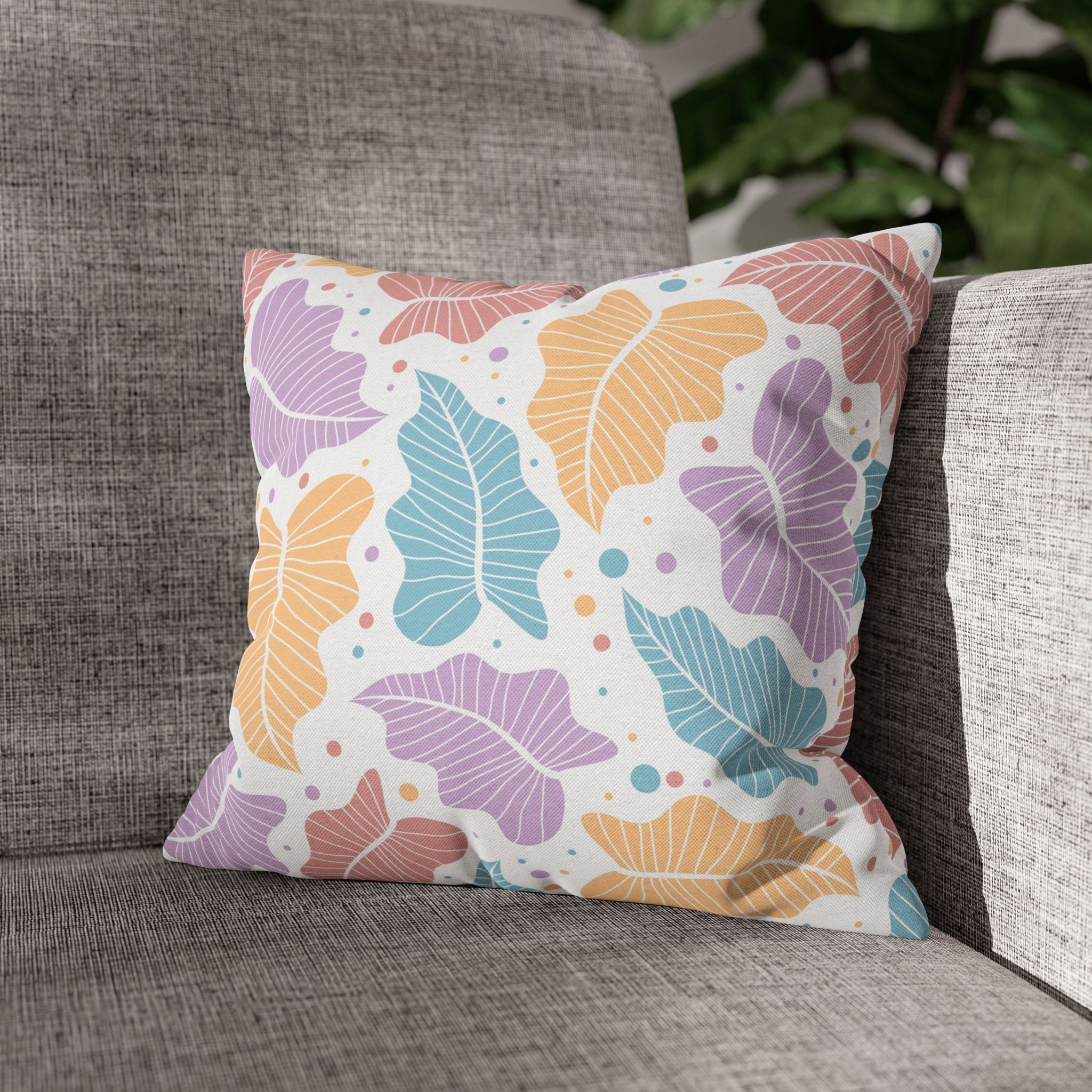 Pastel Leaf Pillow Cover