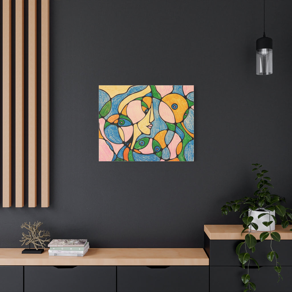 Abstract Colorful Faces Canvas Art, Vibrant Modern Wall Decor, Surreal Cubist Style Matte Print, Stretched 1.25" Ready to Hang