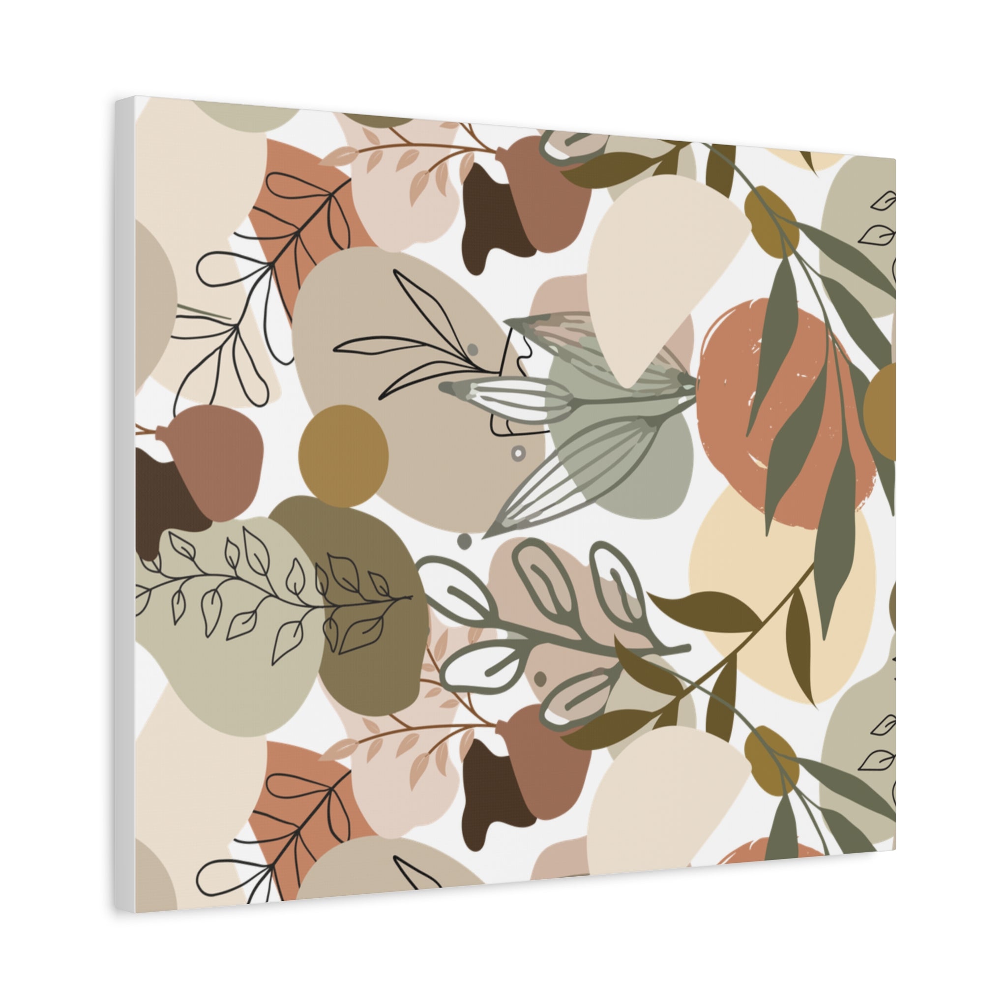 Abstract Modern Botanical Wall Art, Minimalist Line Art Canvas, Neutral Aesthetic Home Decor Print for Living Room or Bedroom, Matte Print, Stretched 1.25" Ready to Hang