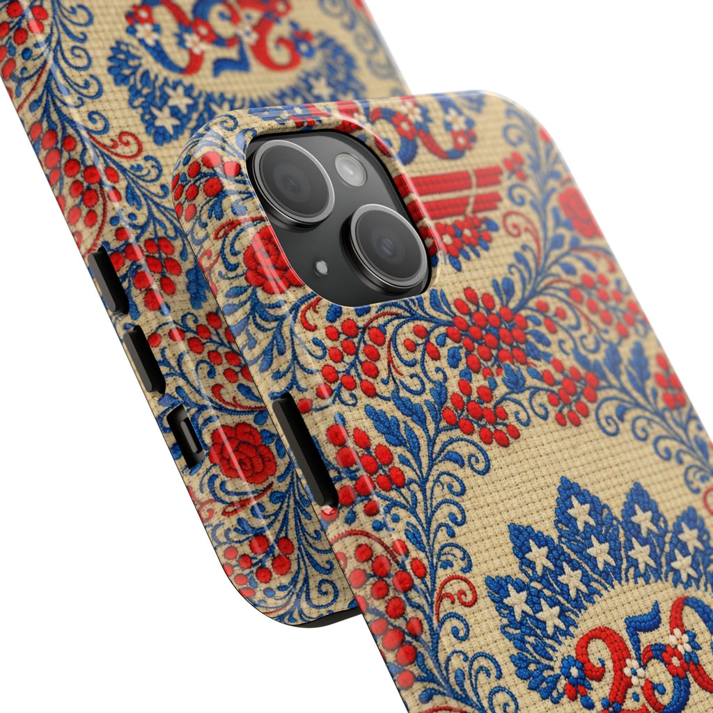 BLUESKYDEZIGN | Freedom's Garden 250 Phone Case | Vintage Americana Floral iPhone Cover | Patriotic 4th of July Gift