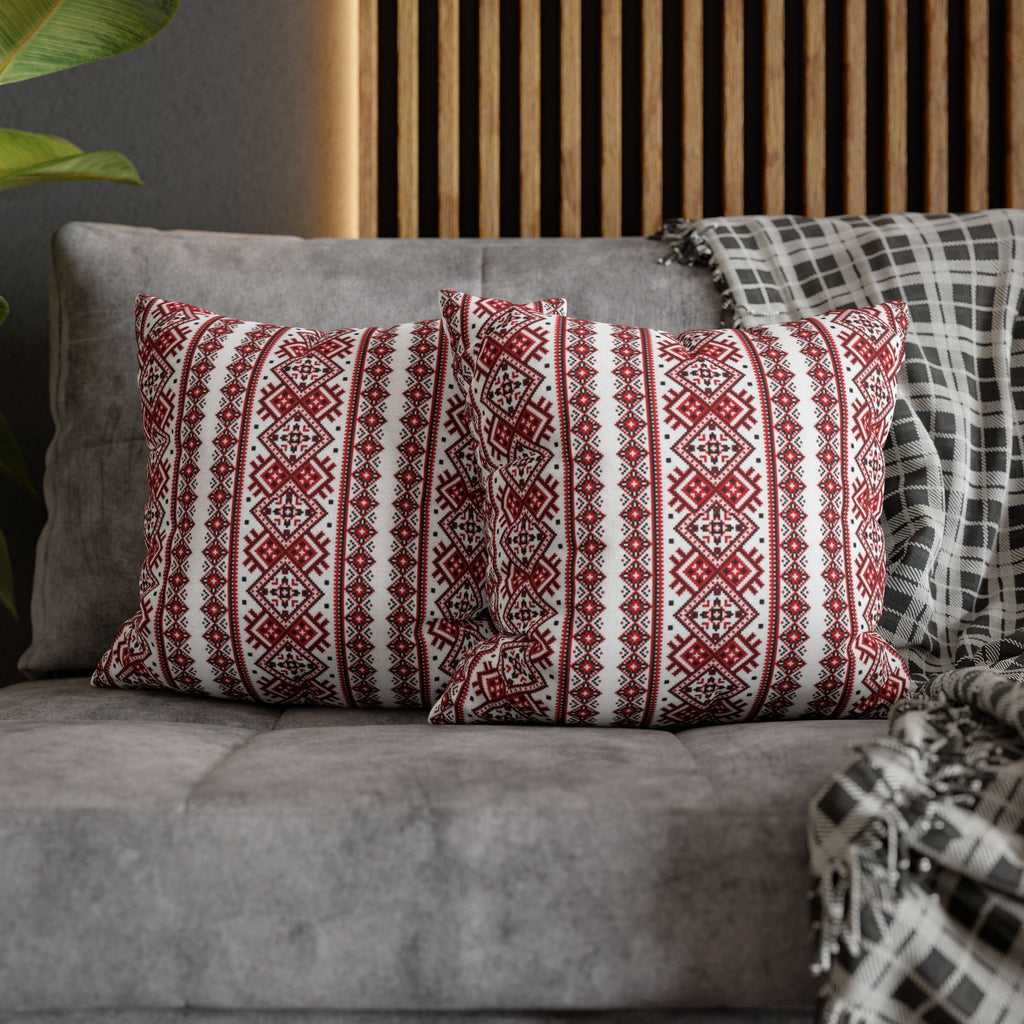 BLUESKYDEZIGN Ukrainian Traditional Pillow Cover - Red Black Folk Art