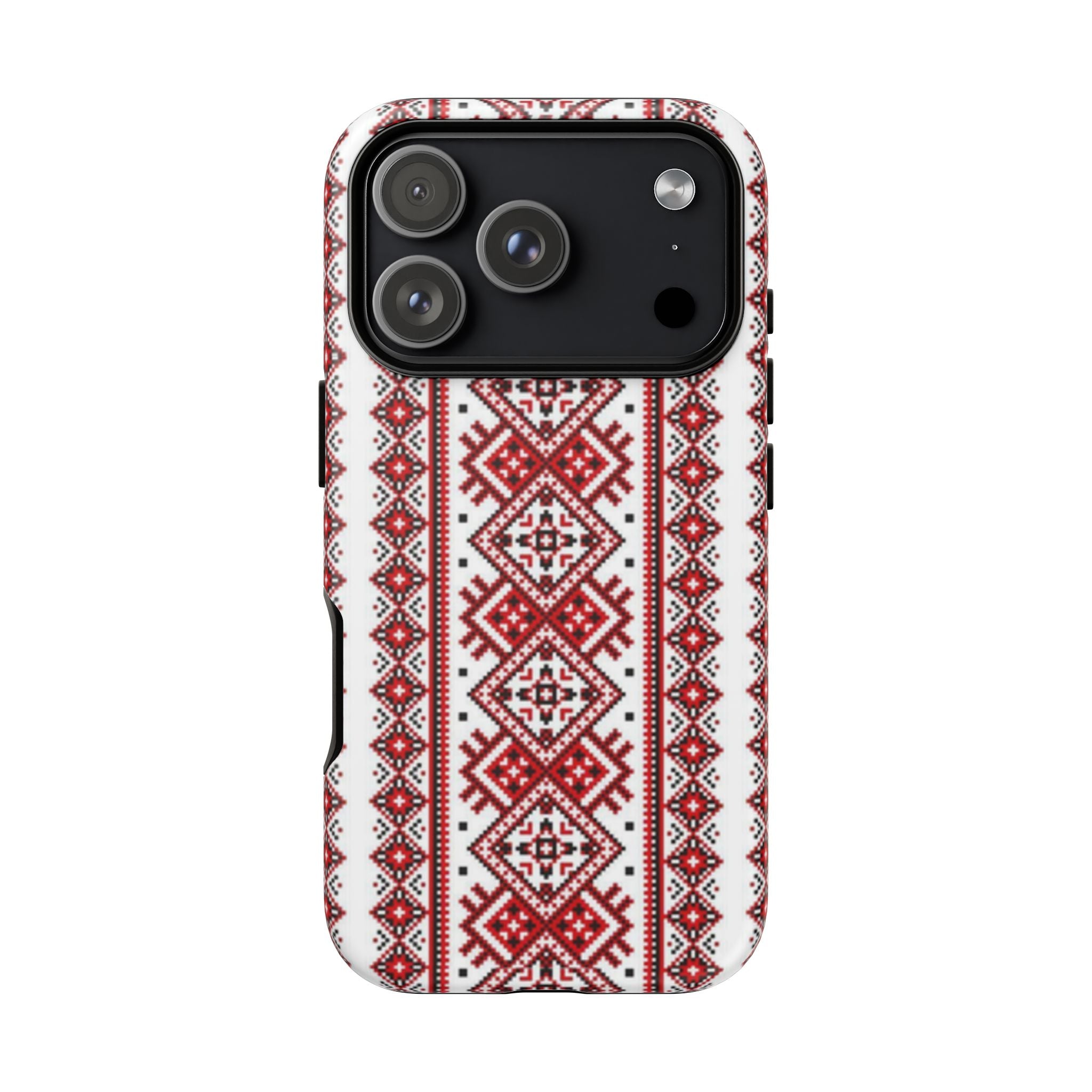 Ukrainian Embroidery iPhone Case  Red Black Traditional Pattern Protective Phone Cover, Gift idea