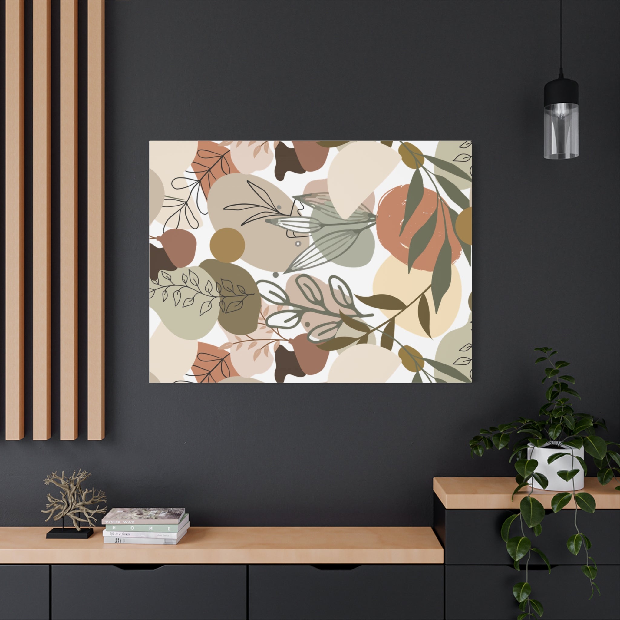 Abstract Modern Botanical Wall Art, Minimalist Line Art Canvas, Neutral Aesthetic Home Decor Print for Living Room or Bedroom, Matte Print, Stretched 1.25" Ready to Hang