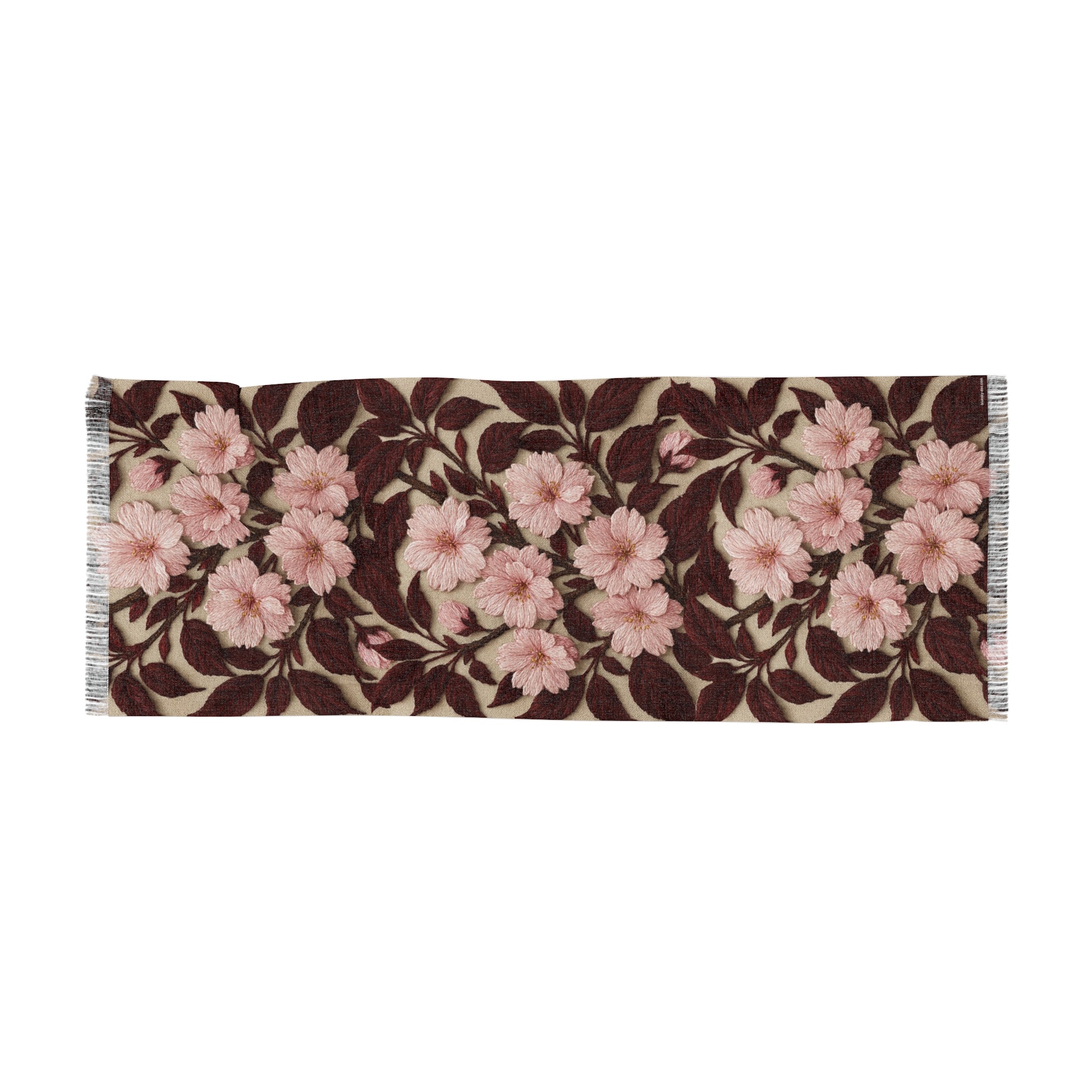 Sakura Noir Light Scarf — Pink Cherry Blossom Floral Shawl | Vintage Botanical Wrap