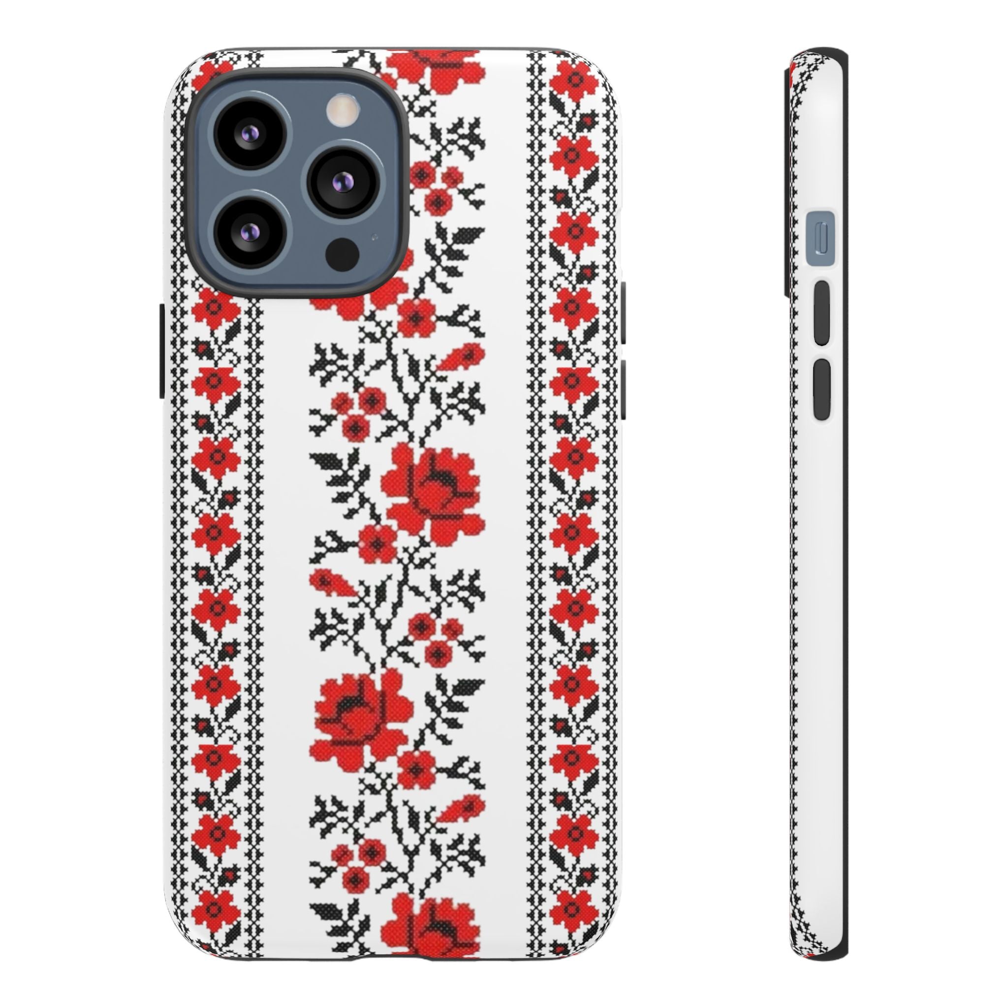 Ukrainian Embroidery iPhone Case  Red Black Traditional Pattern Protective Phone Cover