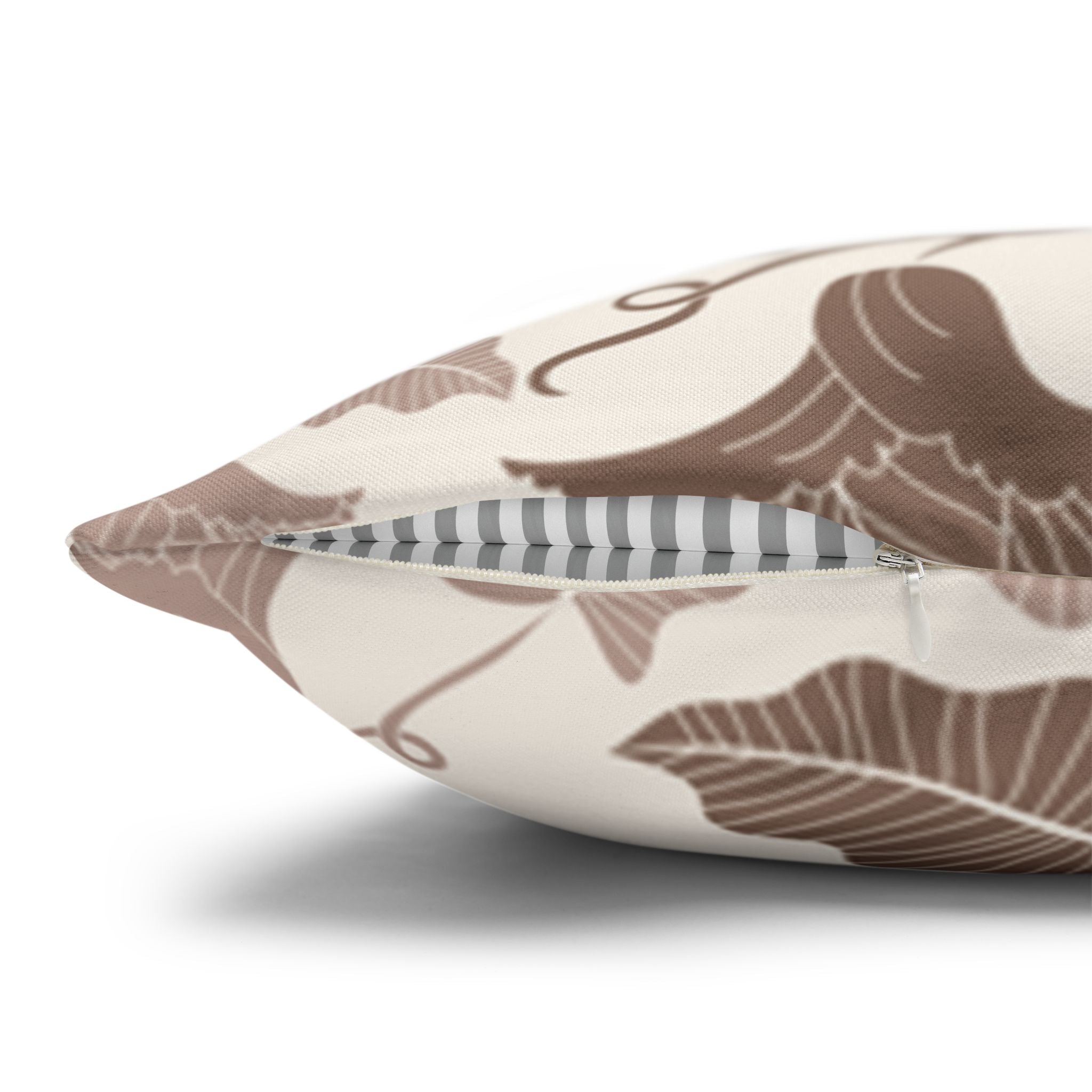 Beige Leaves Pillow Cover