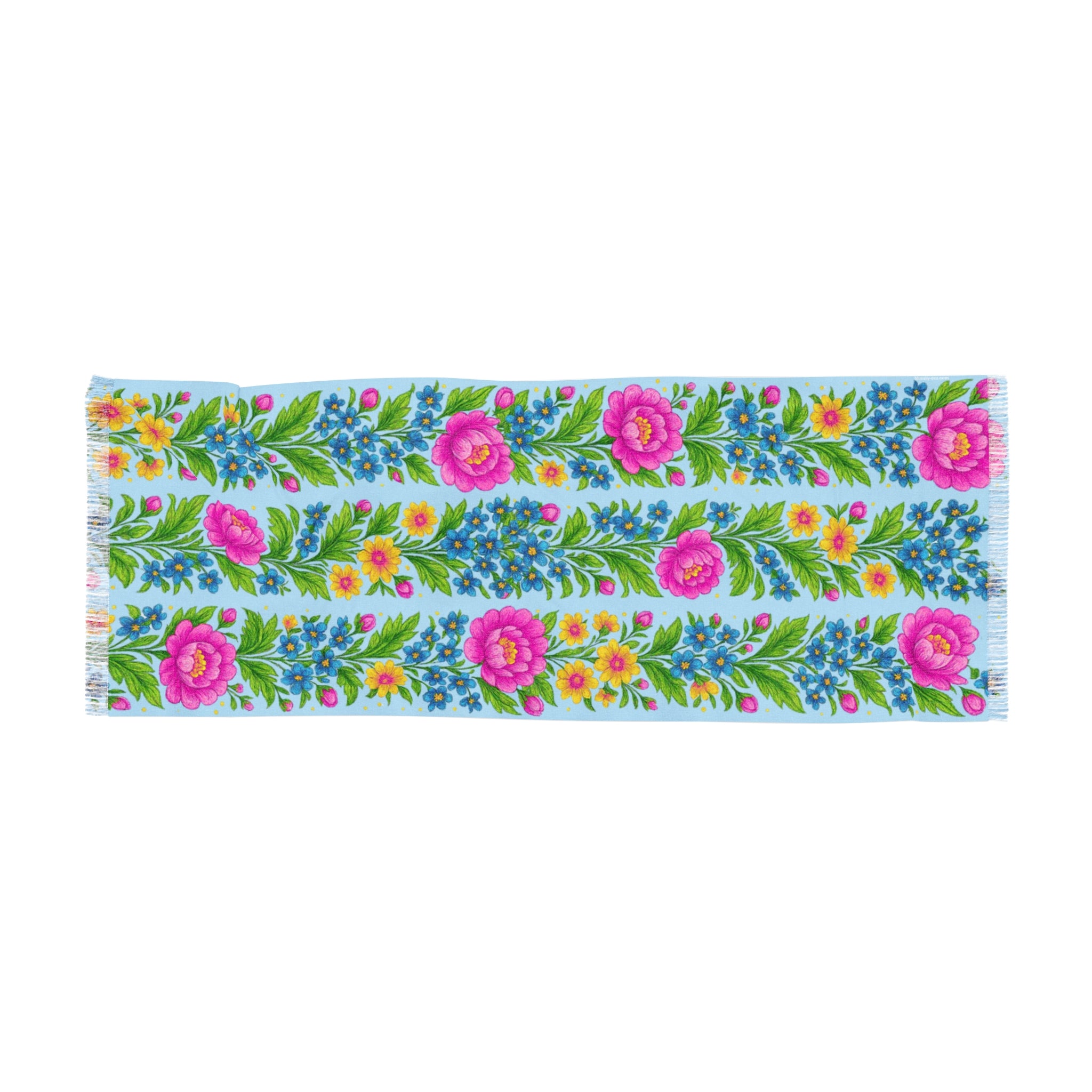Floral Stripe Scarf – Pink Rose & Wildflower Lightweight Wrap for Women | BLUESKYDEZIGN