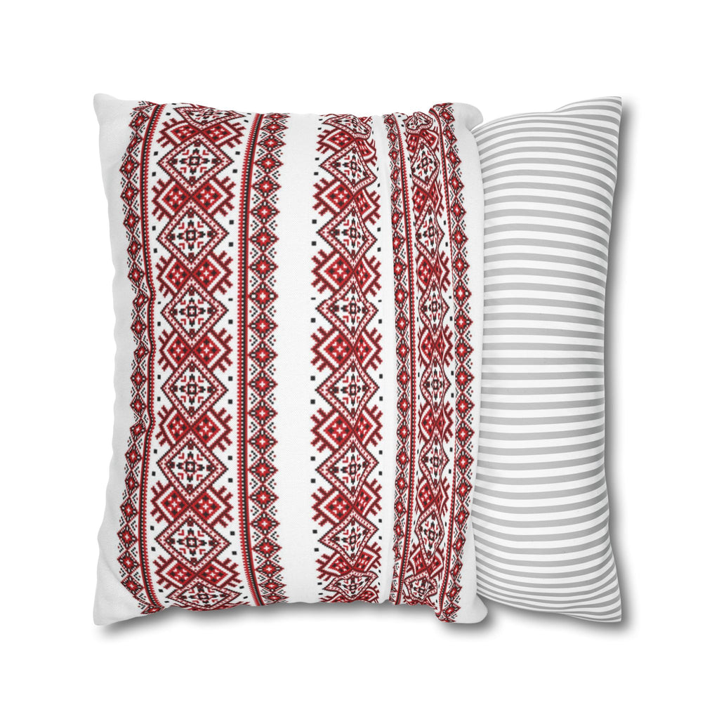 BLUESKYDEZIGN Ukrainian Traditional Pillow Cover - Red Black Folk Pattern