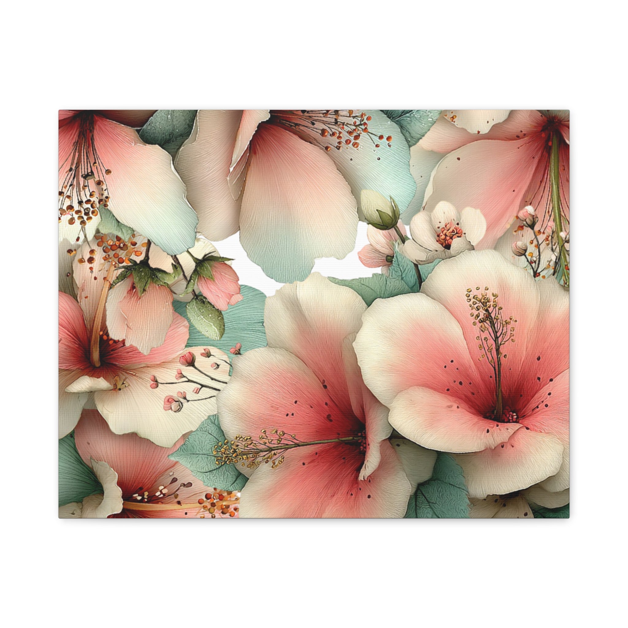 Pastel Floral Matte Canvas Wall Art, Soft Botanical Print, Modern Home Decor, Watercolor Flower Artwork, Stretched 1.25" Canvas