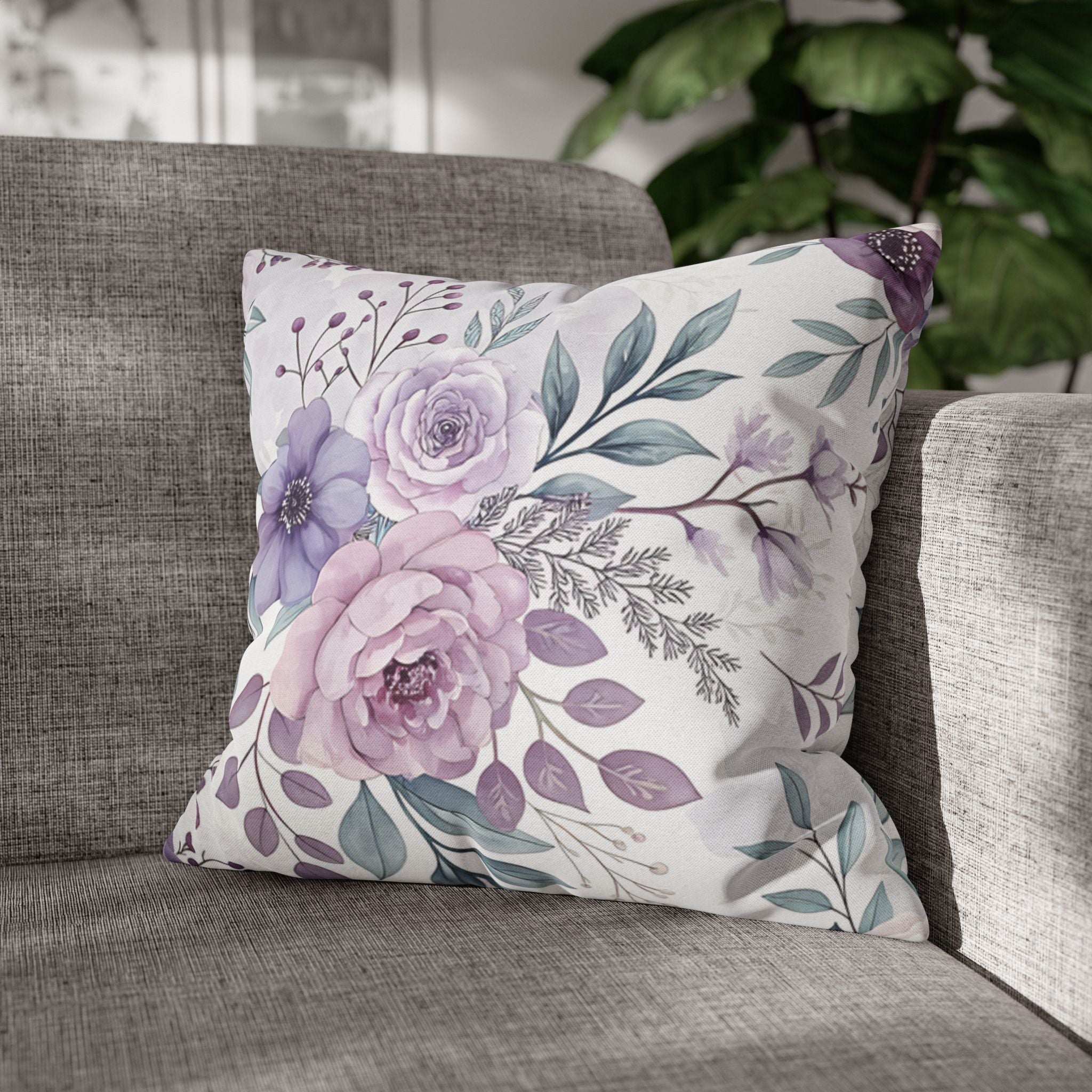 BLUESKYDEZIGN Spring Floral Pillow Cover - Watercolor Flower Cushion, Cottagecore Boho Home Decor