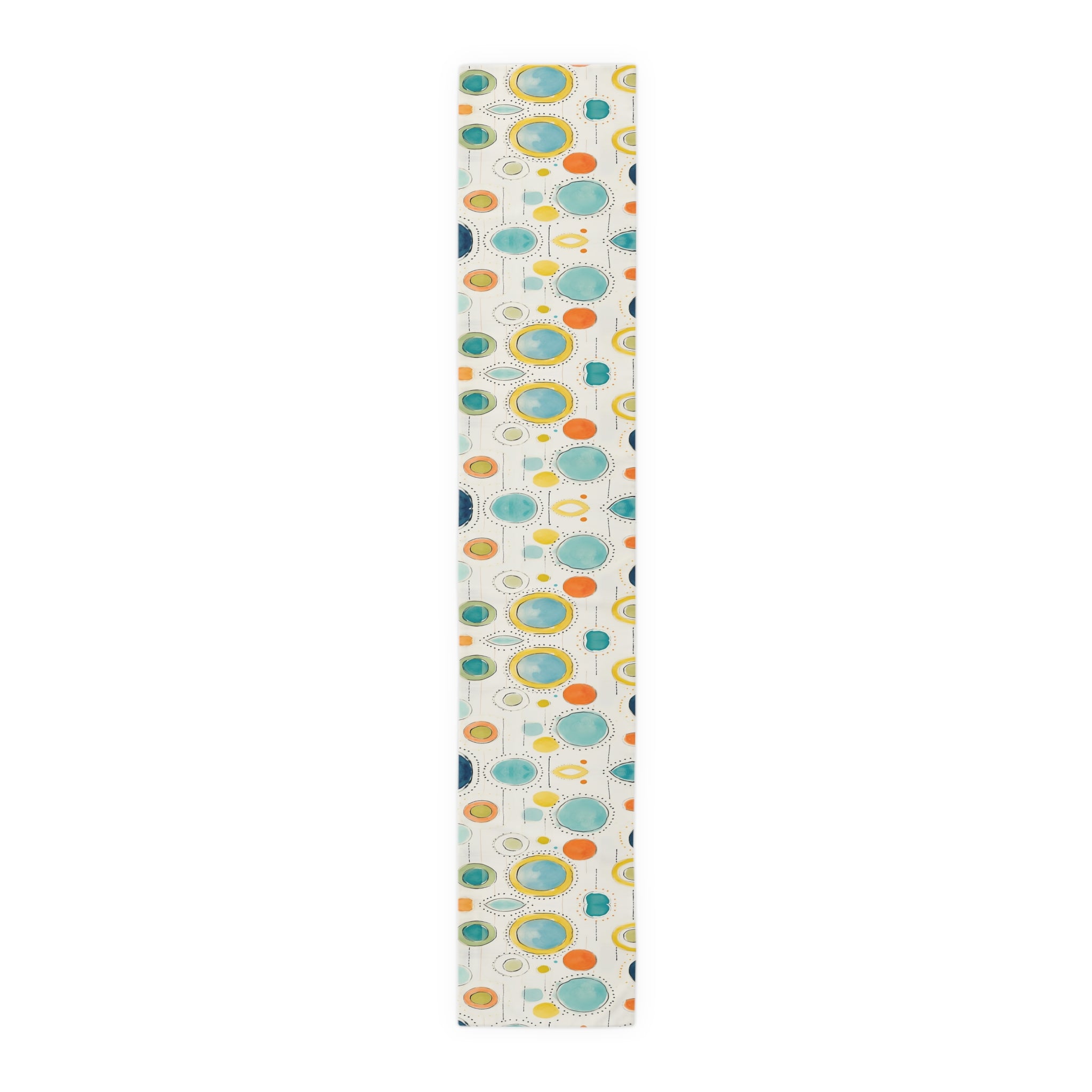 Mid Century Watercolor Rainbow Table Runner, Abstract Dresser Console Table Runner, Retro Design Tablecloth, Mid Century Home Deco