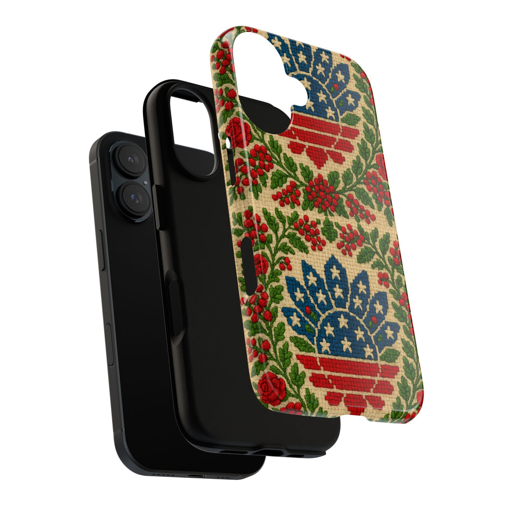 America 250 Floral Tough Phone Case | Patriotic Folk Art Cover | 1776–2026 Anniversary Gift