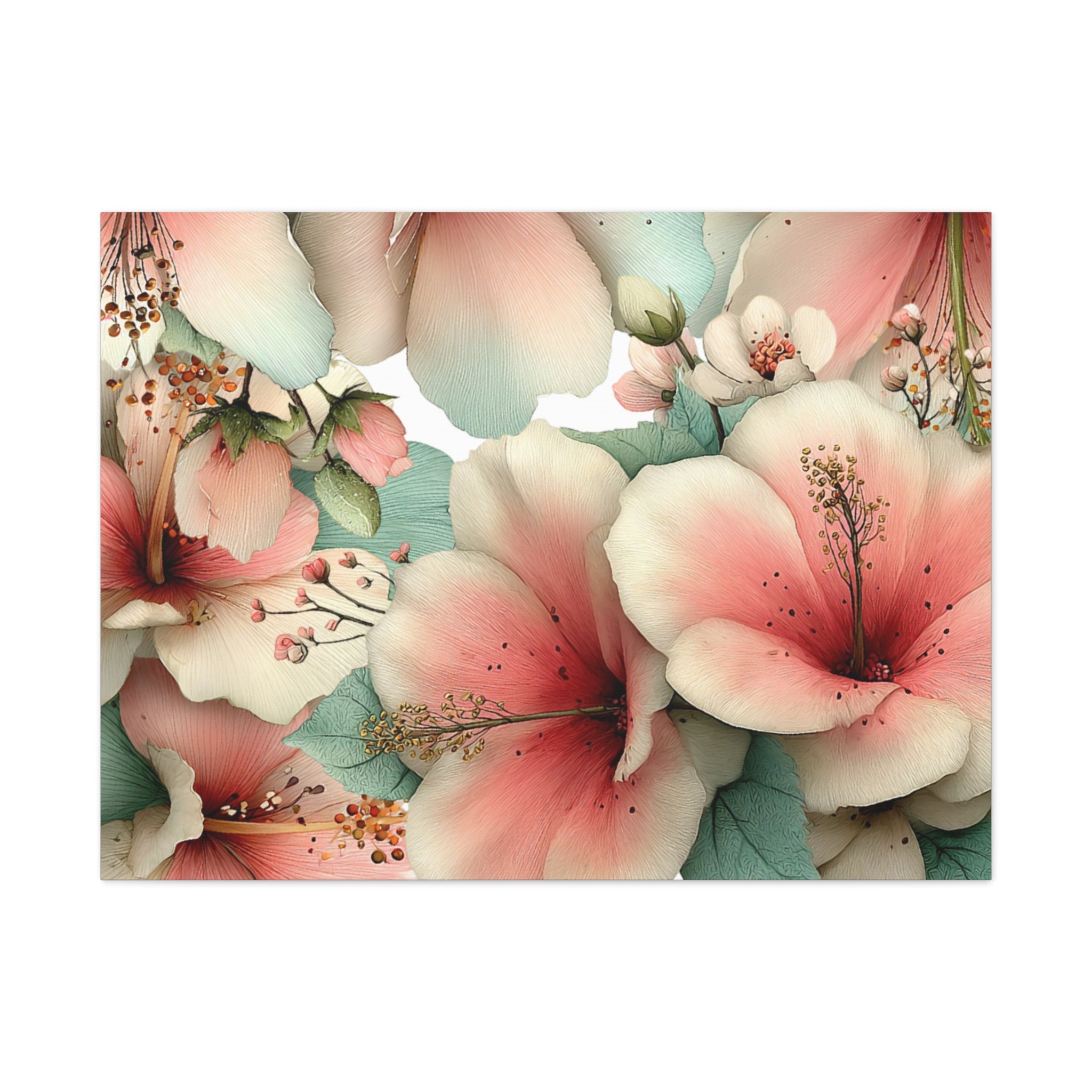 Pastel Floral Matte Canvas Wall Art, Soft Botanical Print, Modern Home Decor, Watercolor Flower Artwork, Stretched 1.25" Canvas