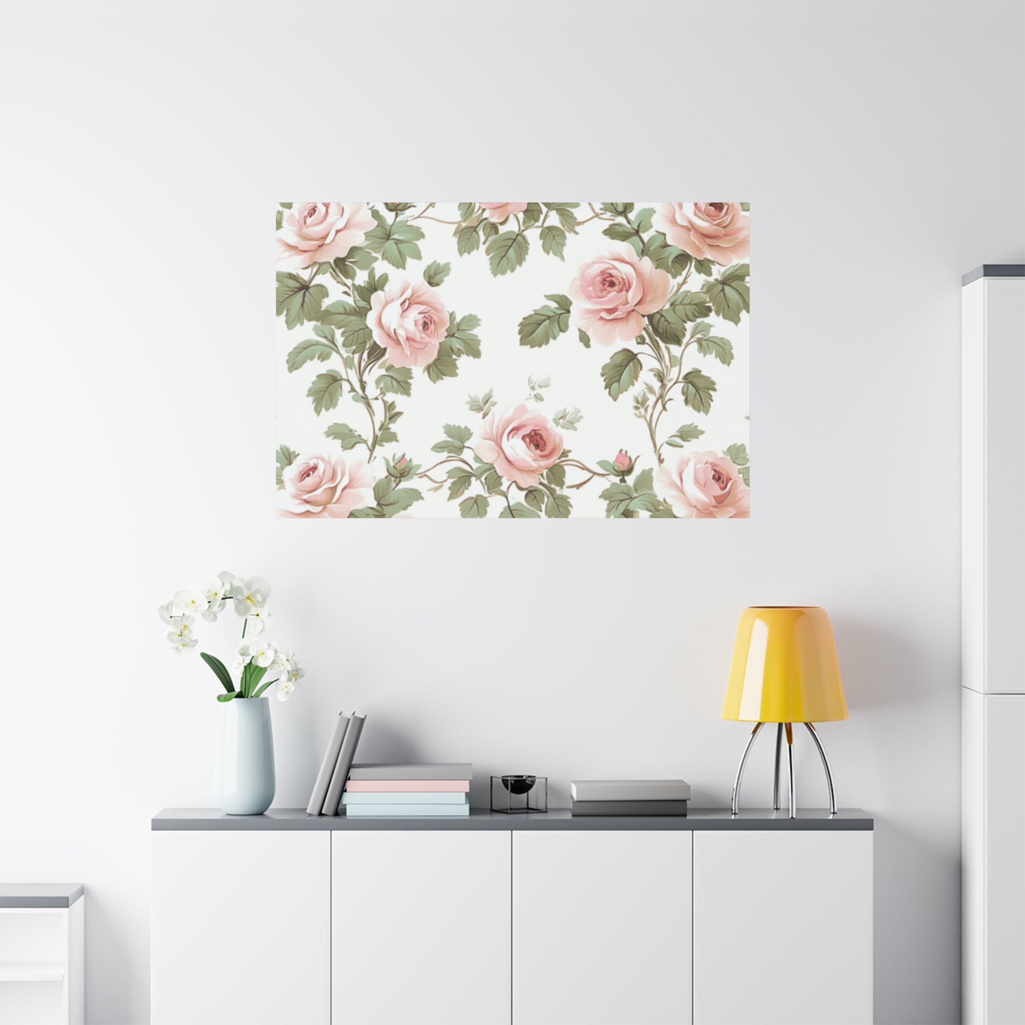 Vintage Pink Rose Matte Canvas Wall Art, Botanical Floral Print, Romantic Cottagecore Home Decor, Stretched 1.25" Canvas