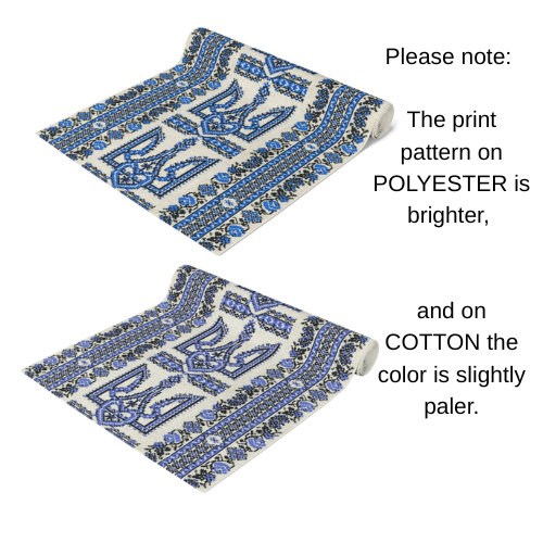 Ukrainian Trident Blue Table Runner | Tryzub Folk Decor | Cotton or Polyester