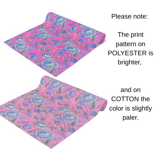 Pink Blue Rose Table Runner | Floral Cottagecore | Cotton or Polyester