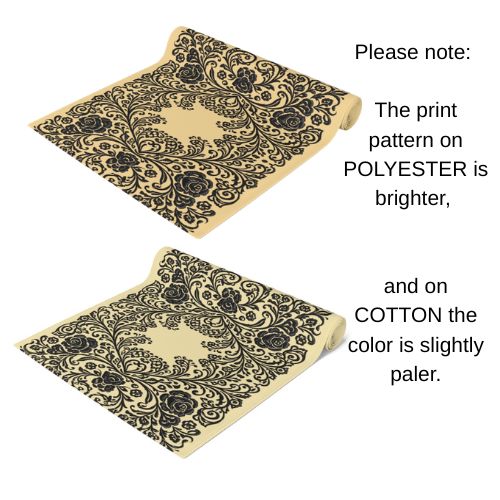 Vintage Baroque Floral Table Runner | Damask Cream & Black | BLUESKYDEZIGN