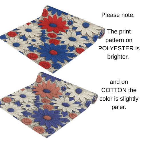 Retro Daisy Floral Table Runner — Vintage Farmhouse Boho Decor, Cotton or Polyester | BLUESKYDEZIGN
