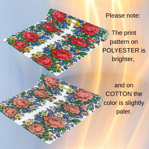 Red Rose Floral Table Runner | Cottagecore Wildflower White Decor | BLUESKYDEZIGN
