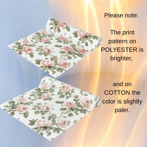 BLUESKYDEZIGN Vintage Pink Rose Vine Table Runner - Floral Toile de Jouy Decor
