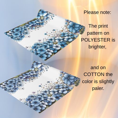 BLUESKYDEZIGN Blue Floral Table Runner - Spring Dining Decor