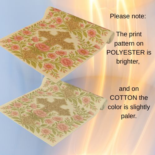 Blessed Home Floral Cross Table Runner | Vintage Rose Easter & Religious Decor | Cotton & Polyester | 2 Sizes