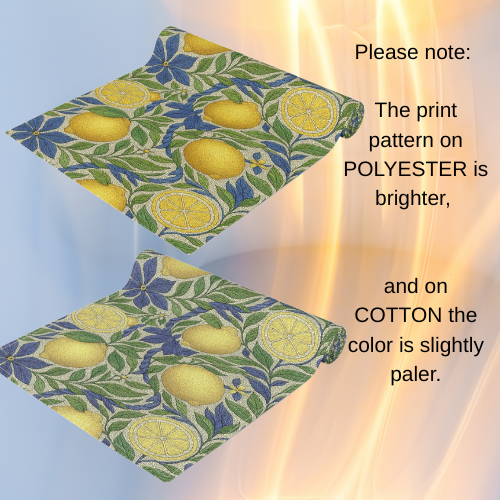 Citrus Riviera Lemon Grove Table Runner – Mediterranean Botanical Dining Decor | Cotton Twill or Polyester