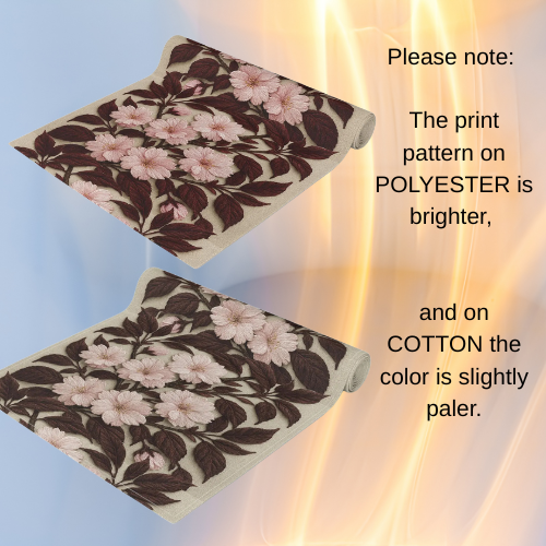 Sakura Noir Table Runner — Pink Cherry Blossom Floral Vine | Cotton & Polyester