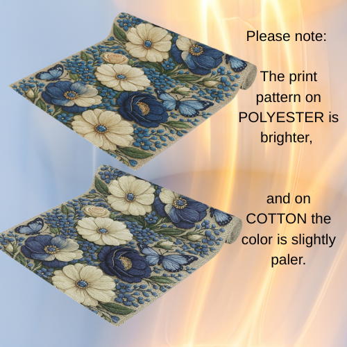 Wild Beauty Floral Table Runner – Blue & Cream Botanical Design