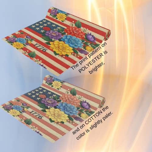 BLUESKYDEZIGN | 1776 Patriotic Floral Table Runner | American Flag Stars & Flowers | 4th of July Dining Decor