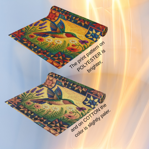 BLUESKYDEZIGN | Hummingbird Table Runner | Folk Art Floral Dining Decor | Cotton or Polyester | Farmhouse Kitchen Gift
