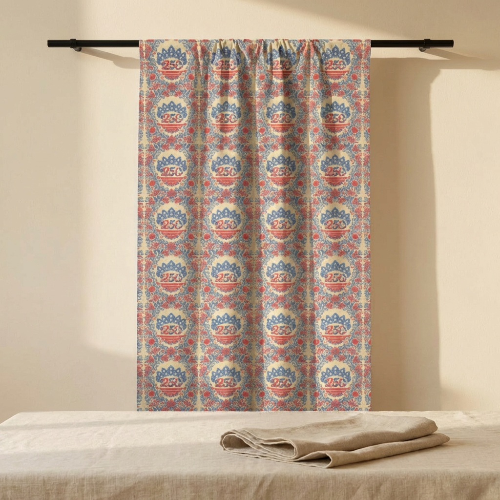 Freedom's Garden 250 – Patriotic Boho Sheer Curtain | 250th Anniversary Window Panel