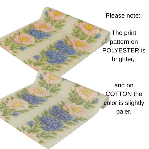Floral Table Runner – Daisy & Hyacinth Cottagecore | Wooly Garden | BLUESKYDEZIGN