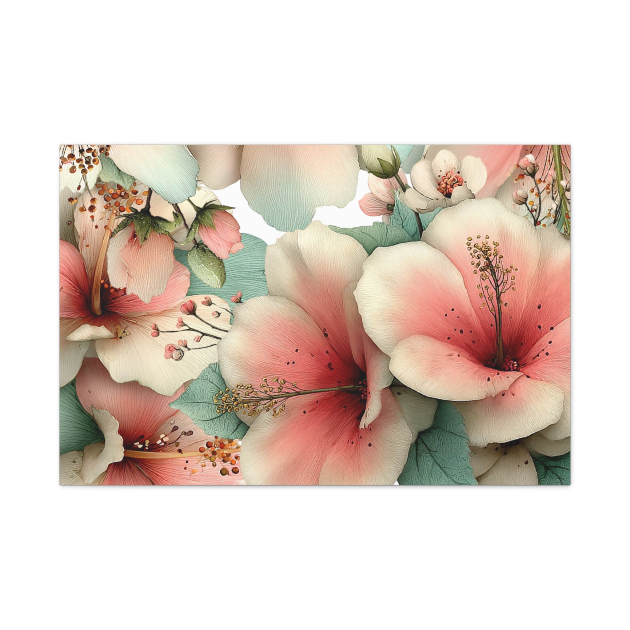 Pastel Floral Matte Canvas Wall Art, Soft Botanical Print, Modern Home Decor, Watercolor Flower Artwork, Stretched 1.25" Canvas