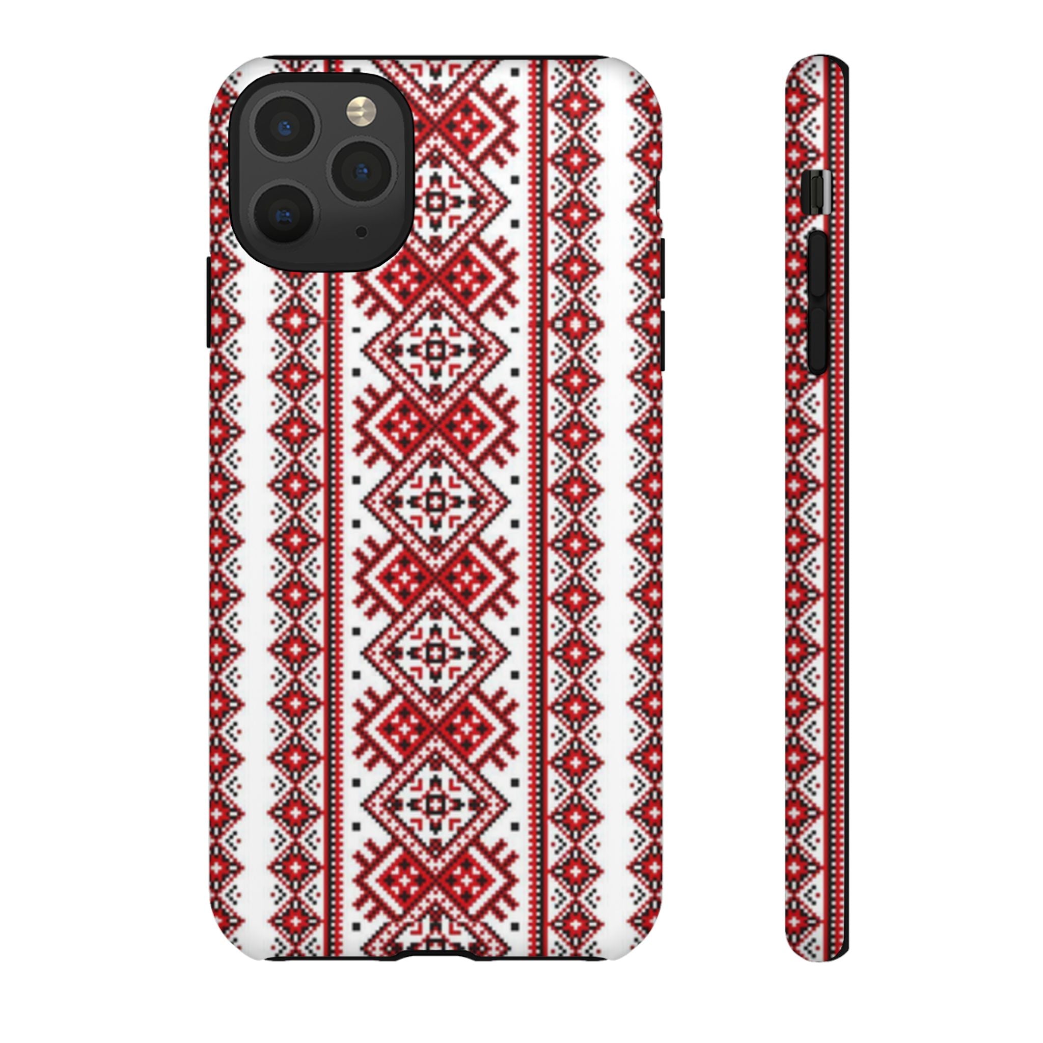 Ukrainian Embroidery iPhone Case  Red Black Traditional Pattern Protective Phone Cover, Gift idea
