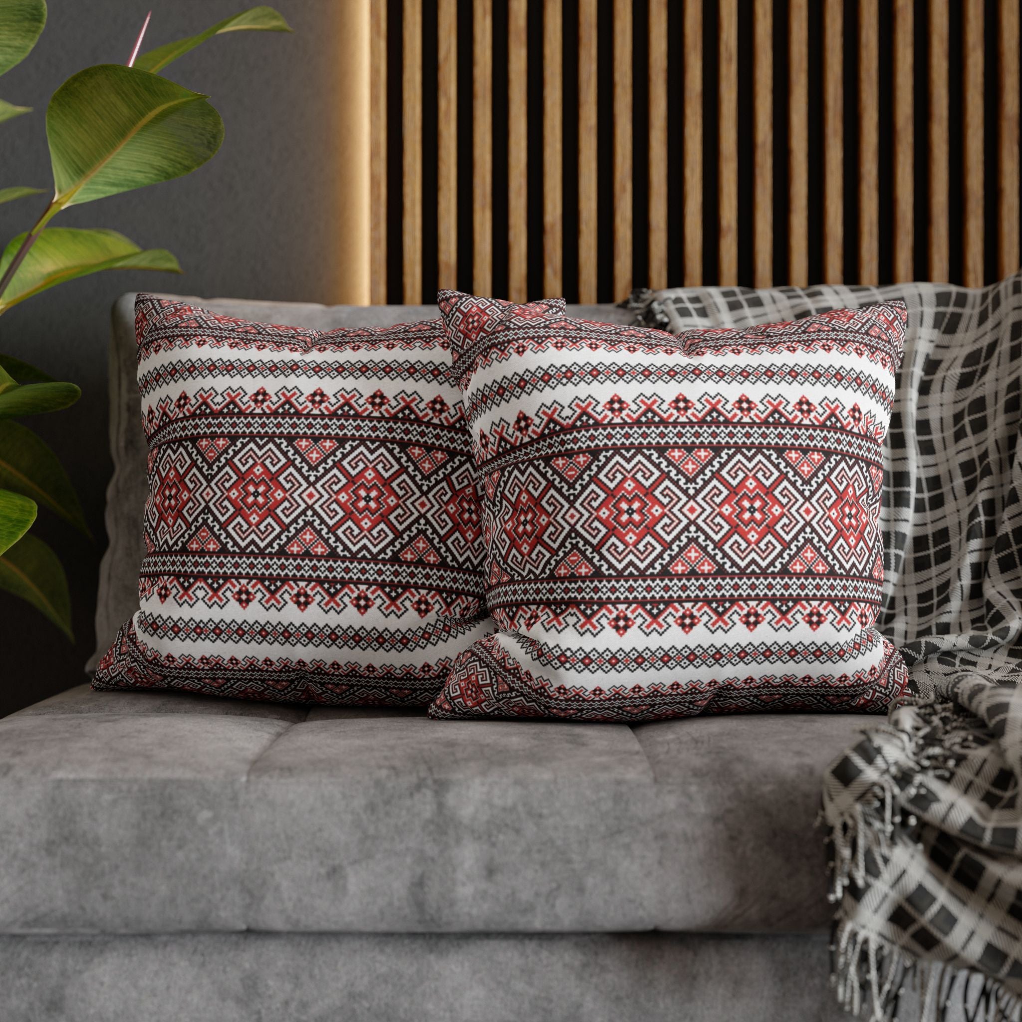 Ukrainian Traditional Red-Black Pattern Pillowcase, Pillow Cover, Gift for parents, Living Room Decor bedroom, housewarming, cottagecore