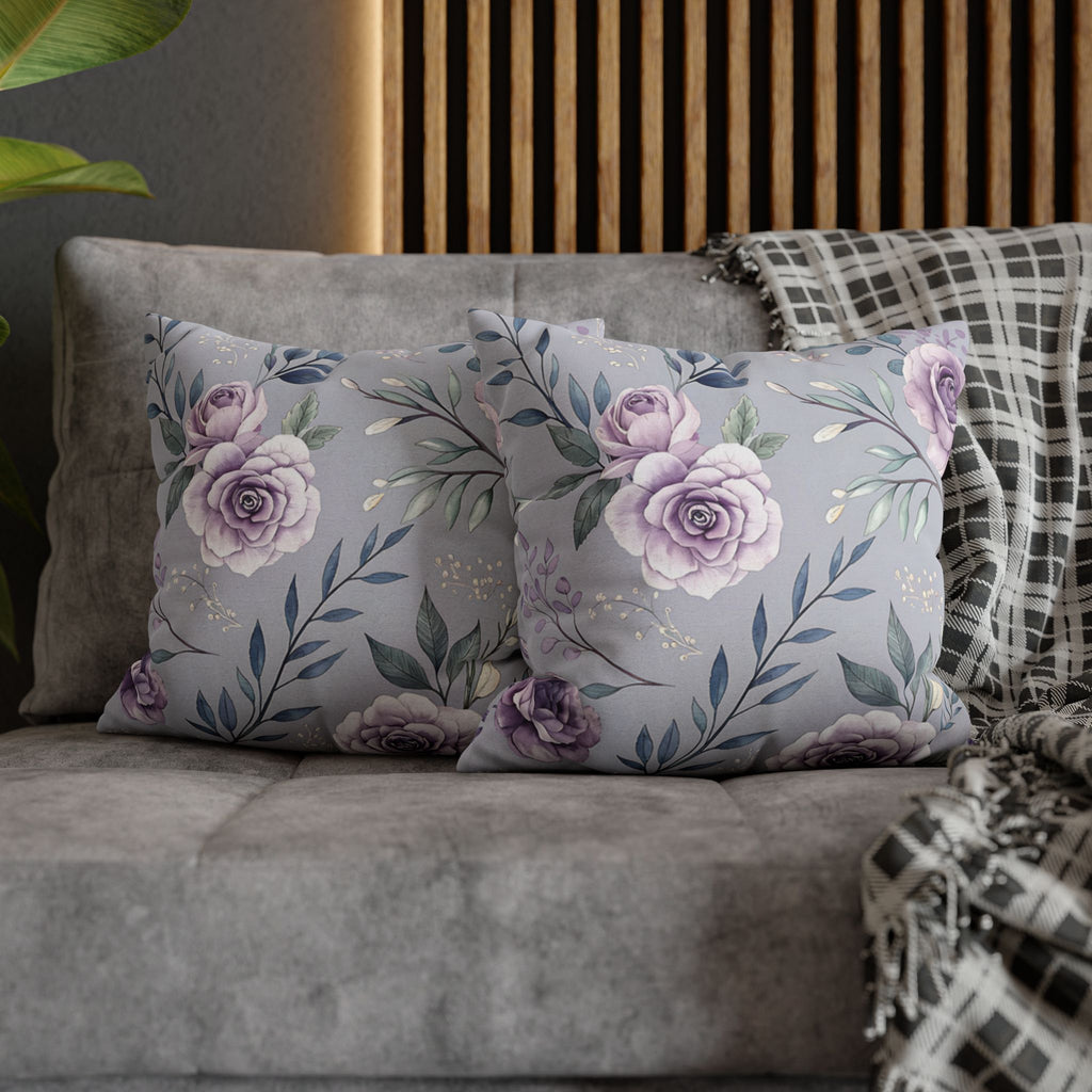 BLUESKYDEZIGN Purple Rose Floral Pillow Cover - Elegant Cottage Core Decor