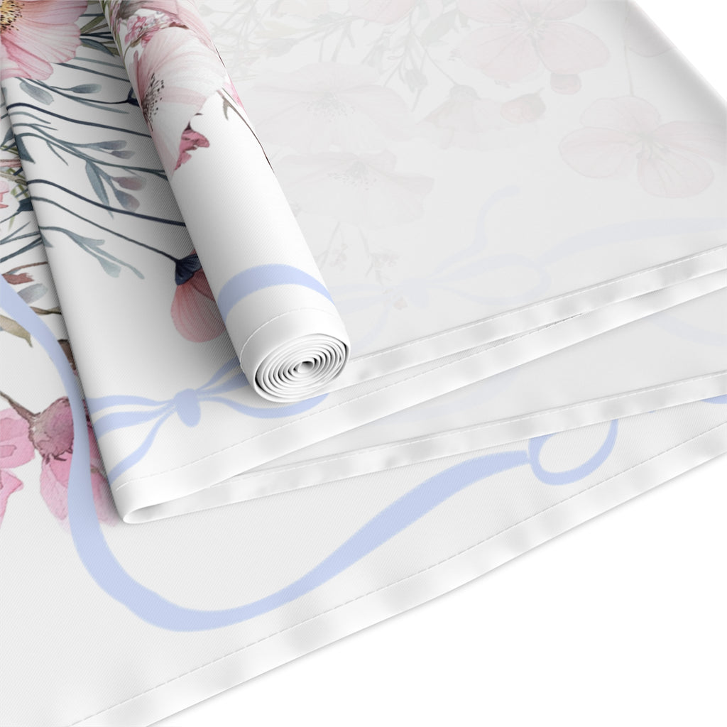 BLUESKYDEZIGN Spring Pink Purple Floral Table Runner - Botanical Wedding Decor