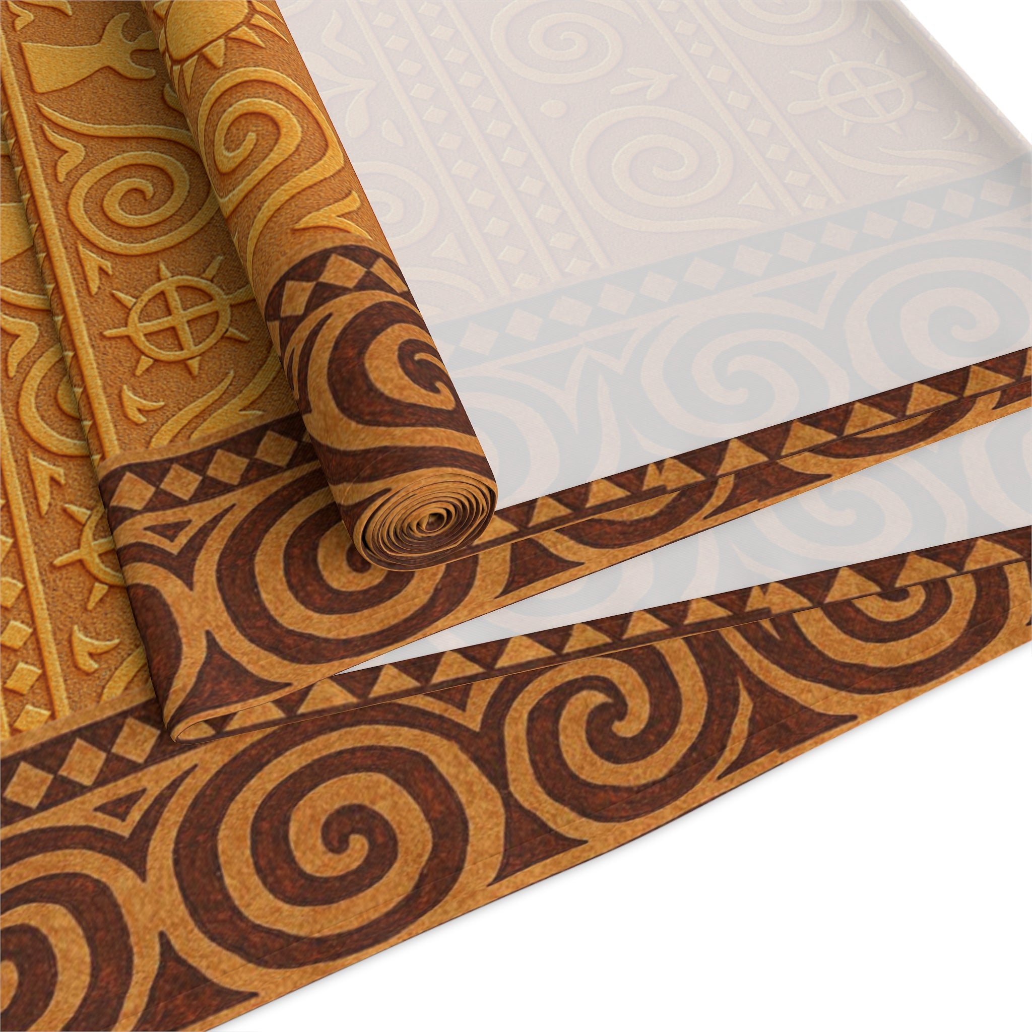 Trypillian Code Table Runner | Terracotta Ancient Symbol Farmhouse Decor